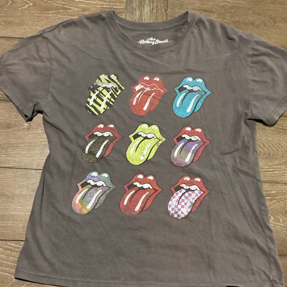 The Rolling Stones Womens T-Shirt - Multicolor Tongue Design sz M